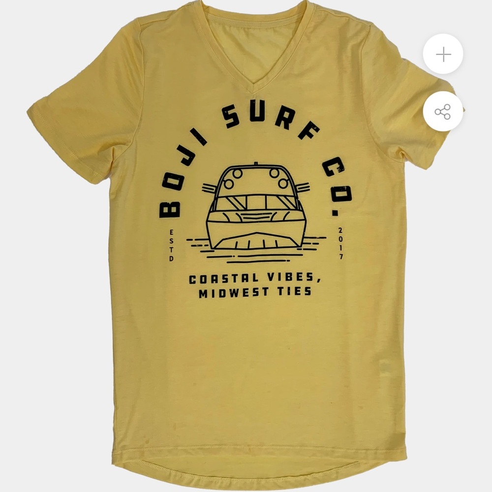 NWT Women’s Boji Surf Distressed Coastal Vibes Midwest Ties Retro V Neck Tee